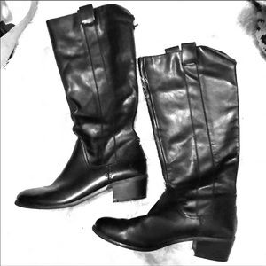 Arturo Chiang Black Leather Boots Size 10